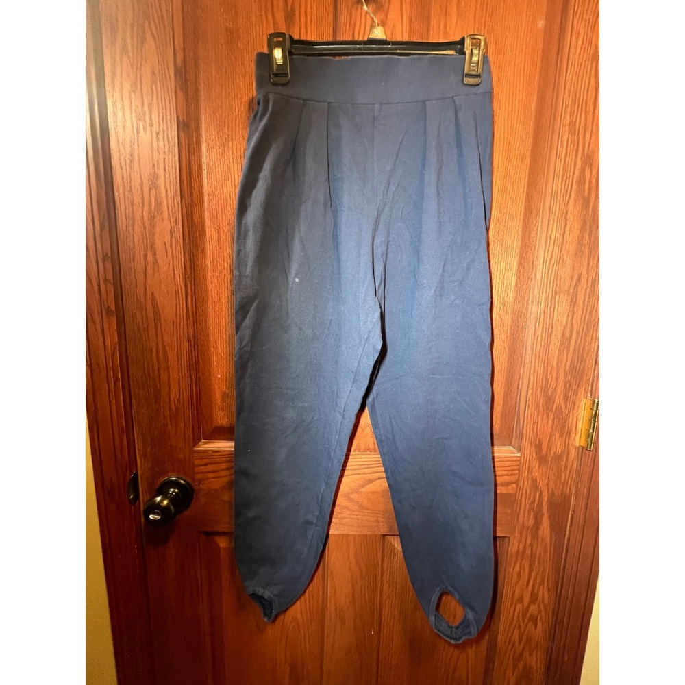 Vintage Hunt Club Navy Blue Stirrup Pants High Waist Pleated Cotton Blend Large